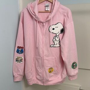 NWOT Peanuts Themed Pink Zip-Up Hoodie